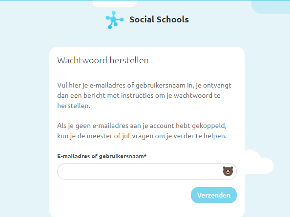 Wachtwoord vergeten scherm