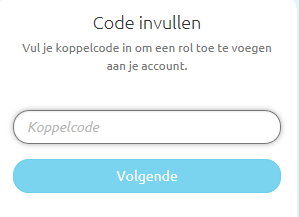 Dit is een afbeelding waar je een veld ziet waar je de koppelcode kan invoeren. 